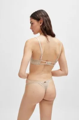Tanga con encaje de monogramas y cintura doble