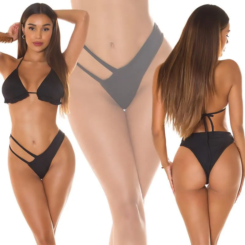 Tanga de baño con aberturas negro