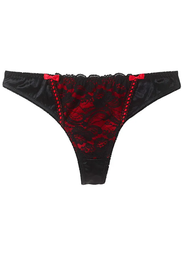 TANGA DE ENCAJE NEGROROJO
