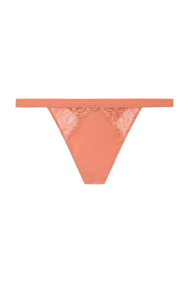 Tanga encaje y microfibra coral