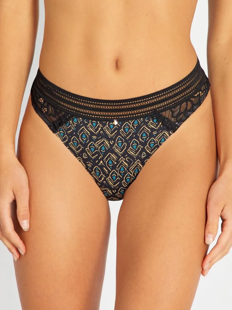 TANGA ESTAMPADO DE FANTASíA 'MOJITO LINGERIE'  NEGRO