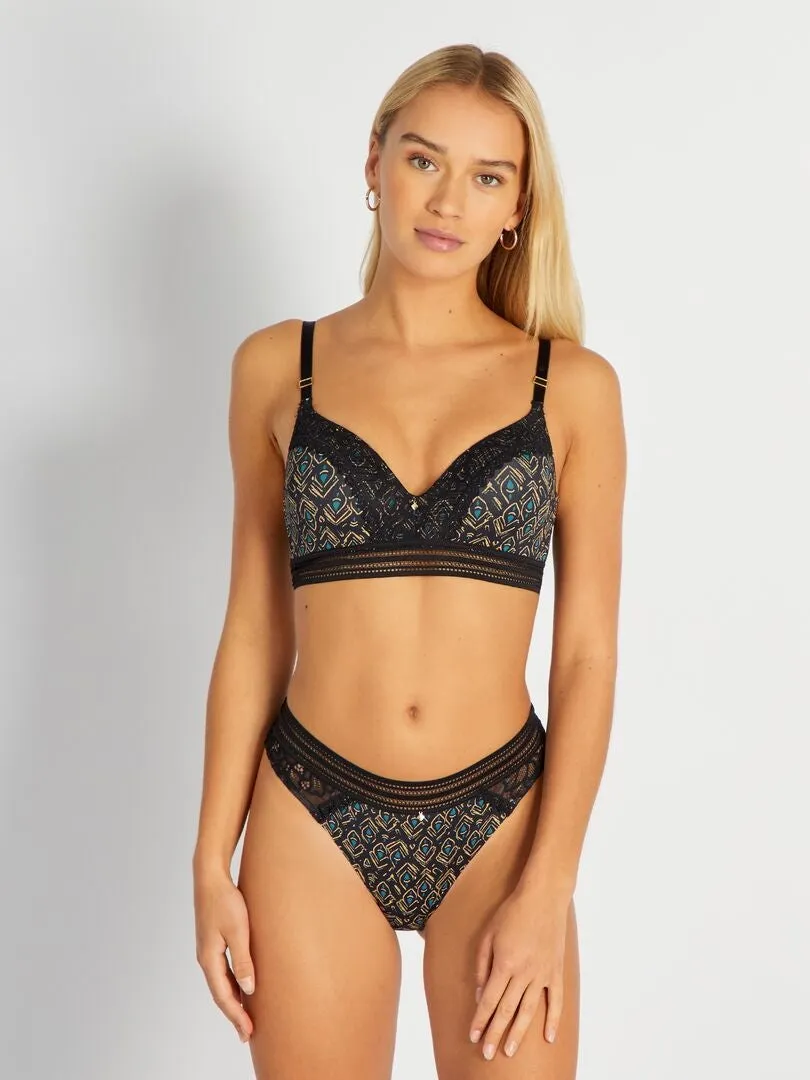 TANGA ESTAMPADO DE FANTASíA 'MOJITO LINGERIE'  NEGRO