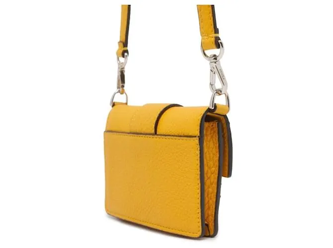 Tarjetero de cuero amarillo Fendi 