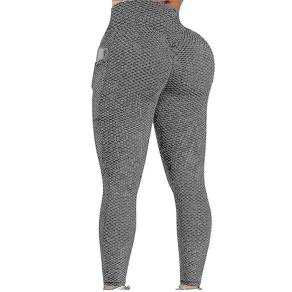 Tik Tok Leggings Plus Size, Women's Textured Booty Yoga Pants High Waist Ruched Butt Lifting Tummy Control Yoga Tights