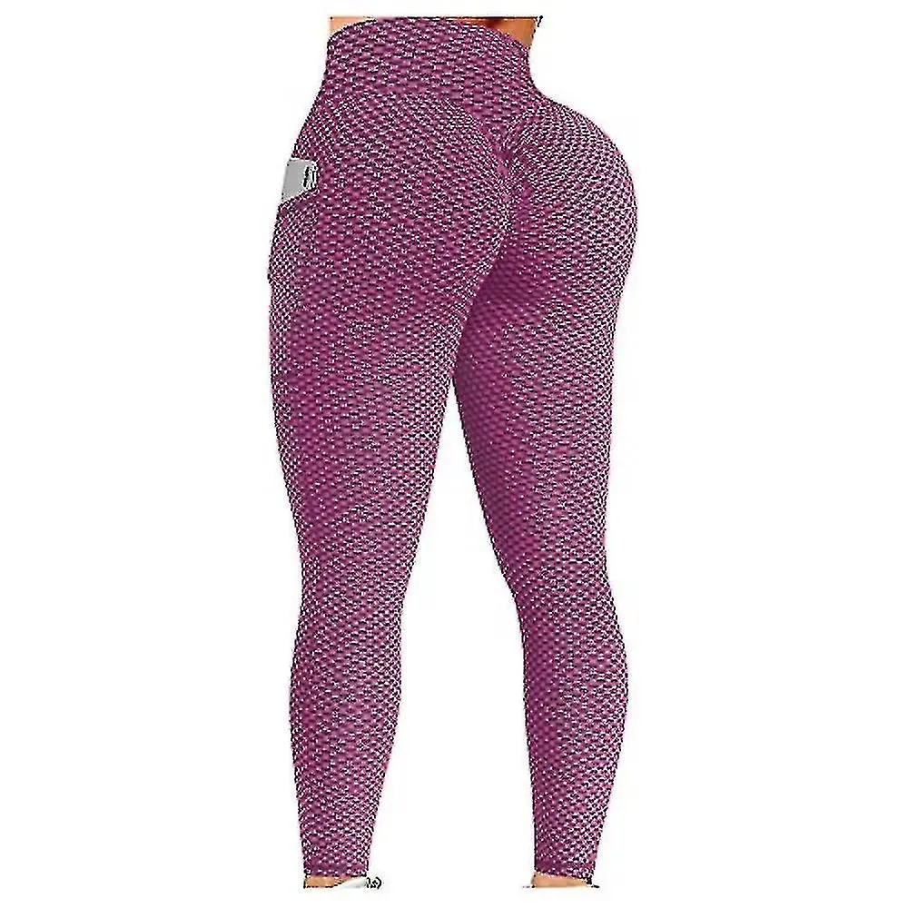 Tik Tok Leggings Plus Size, Women's Textured Booty Yoga Pants High Waist Ruched Butt Lifting Tummy Control Yoga Tights