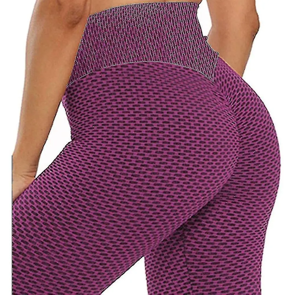 Tik Tok Leggings Plus Size, Women's Textured Booty Yoga Pants High Waist Ruched Butt Lifting Tummy Control Yoga Tights