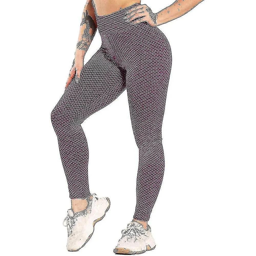 Tik Tok Leggings Plus Size, Women's Textured Booty Yoga Pants High Waist Ruched Butt Lifting Tummy Control Yoga Tights