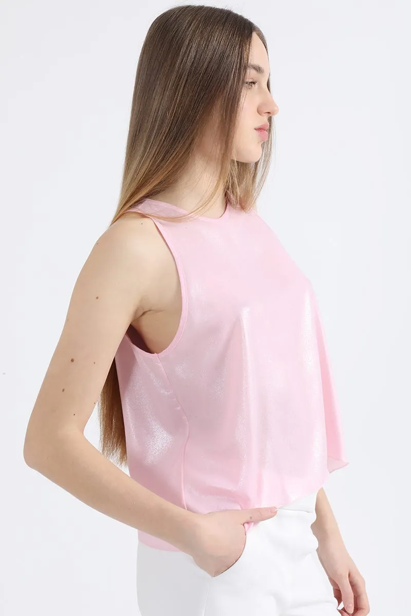 TOP FLUIDO METALIZADO, ROSA, COLECCIÓN ITALIA