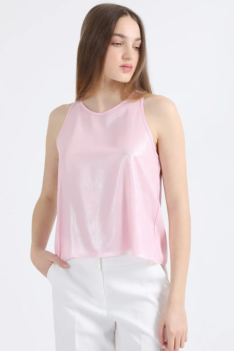 TOP FLUIDO METALIZADO, ROSA, COLECCIÓN ITALIA
