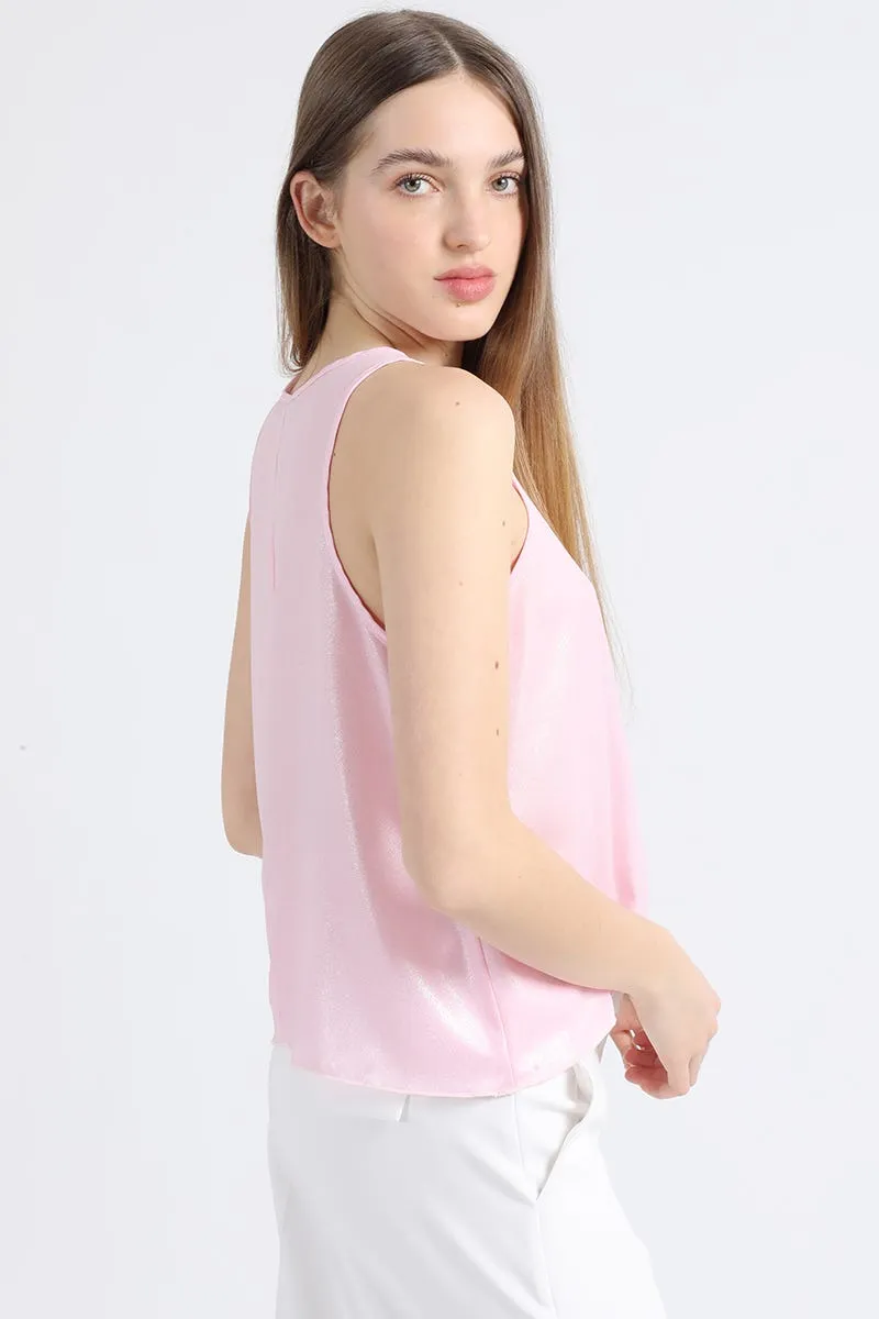 TOP FLUIDO METALIZADO, ROSA, COLECCIÓN ITALIA