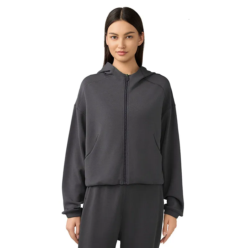 Trajes de yoga con capucha softStreme con cremallera
