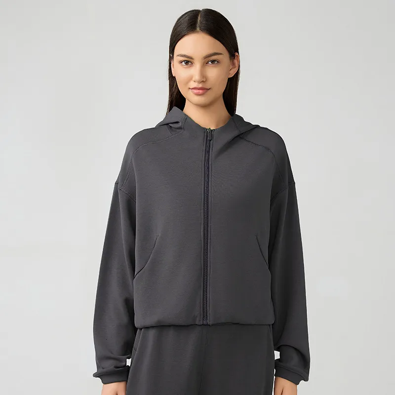 Trajes de yoga con capucha softStreme con cremallera