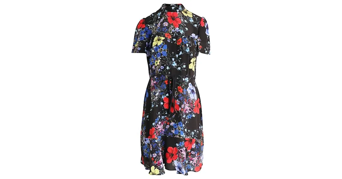 Vestido Erdem Anna con estampado floral en seda negra 