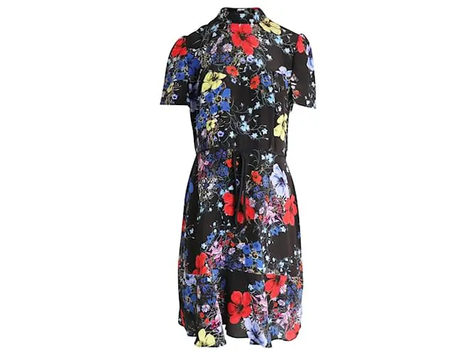 Vestido Erdem Anna con estampado floral en seda negra 