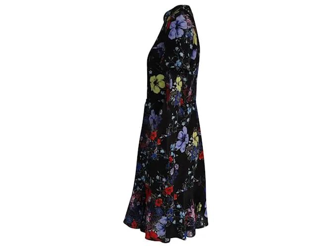 Vestido Erdem Anna con estampado floral en seda negra 