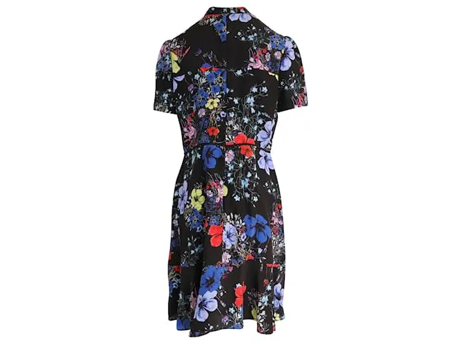 Vestido Erdem Anna con estampado floral en seda negra 