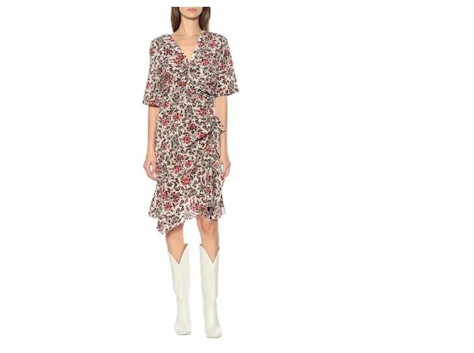 Vestido estampado floral Isabel Marant Arodie Roja 