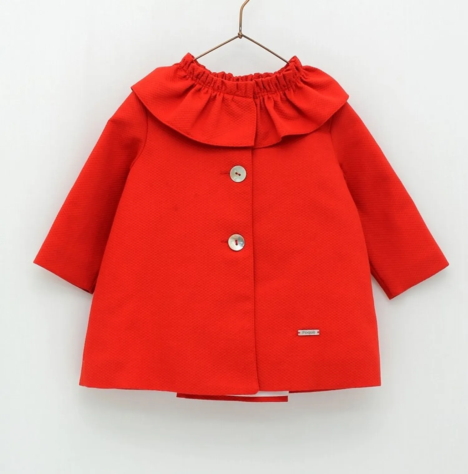 White of red unisex pique coat. Foque brand