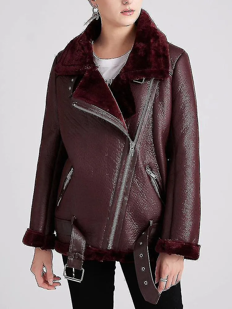 Winter Coats Women Thick Faux Leather Fur Sheepskin Coat Female Fur Leather Jacket Aviator Jacket