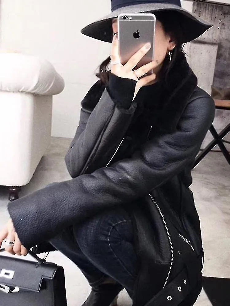 Winter Coats Women Thick Faux Leather Fur Sheepskin Coat Female Fur Leather Jacket Aviator Jacket