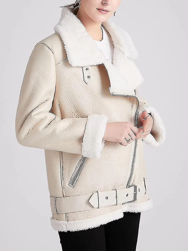 Winter Coats Women Thick Faux Leather Fur Sheepskin Coat Female Fur Leather Jacket Aviator Jacket