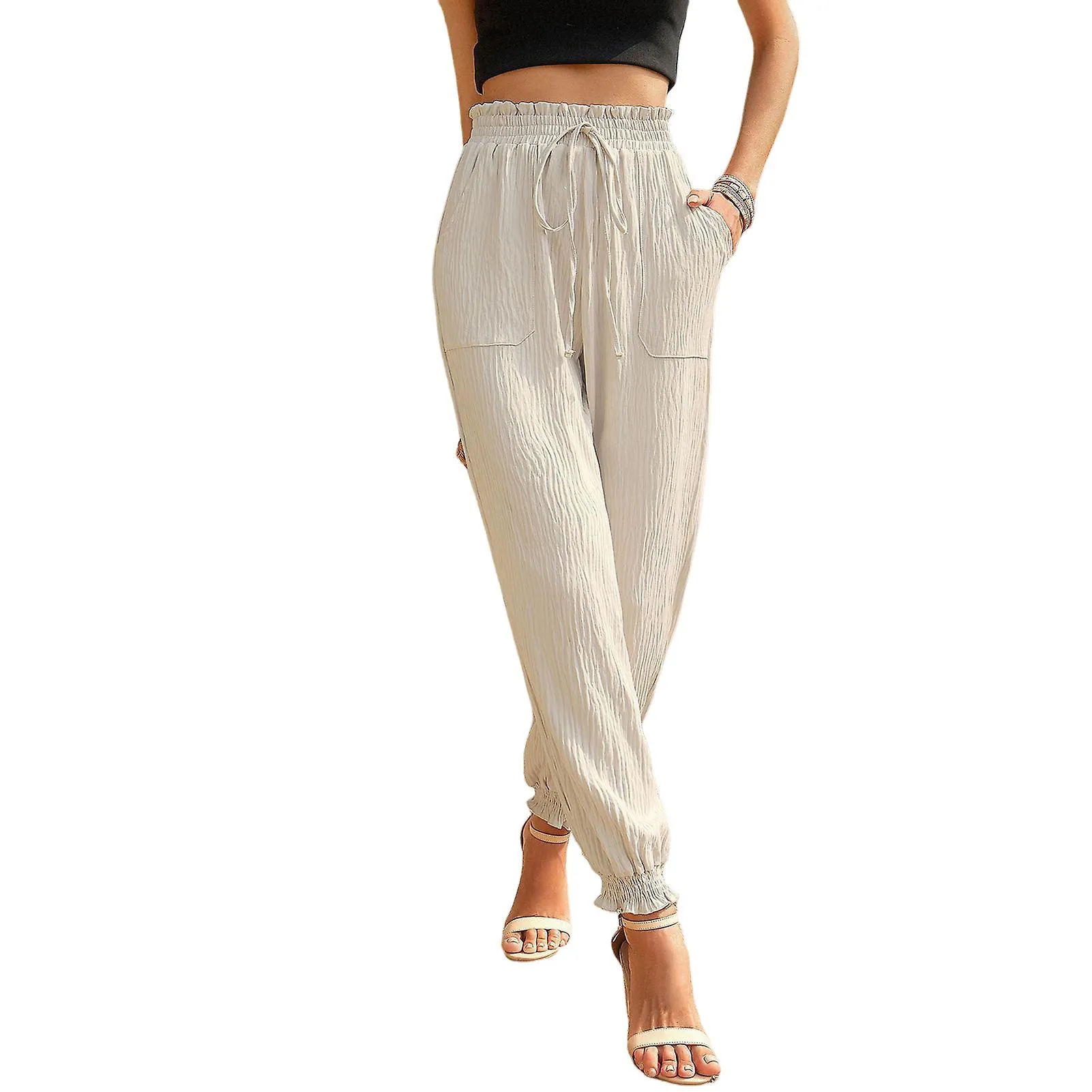 Women's High Waist Cozy Pants Yoga Sweatpants With Drawstring Suitable For Girl Woman Wife