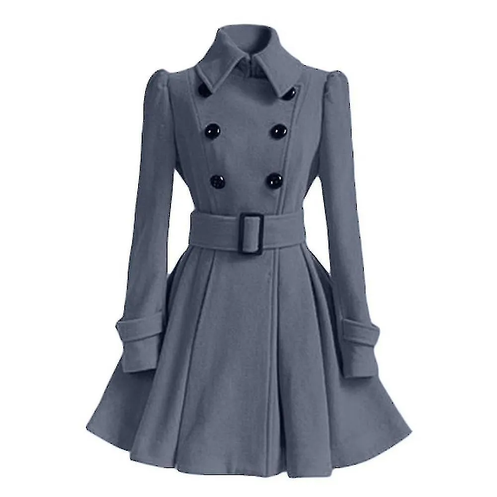 Women's Wi Coats Double Breasted Elegant Vintage Fashion Felt Trench Coat
