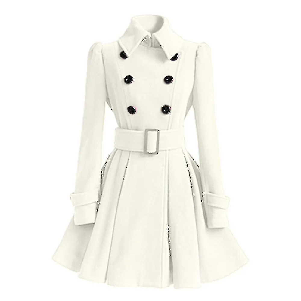 Women's Wi Coats Double Breasted Elegant Vintage Fashion Felt Trench Coat