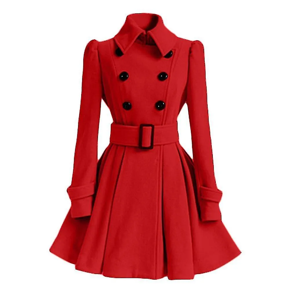 Women's Wi Coats Double Breasted Elegant Vintage Fashion Felt Trench Coat