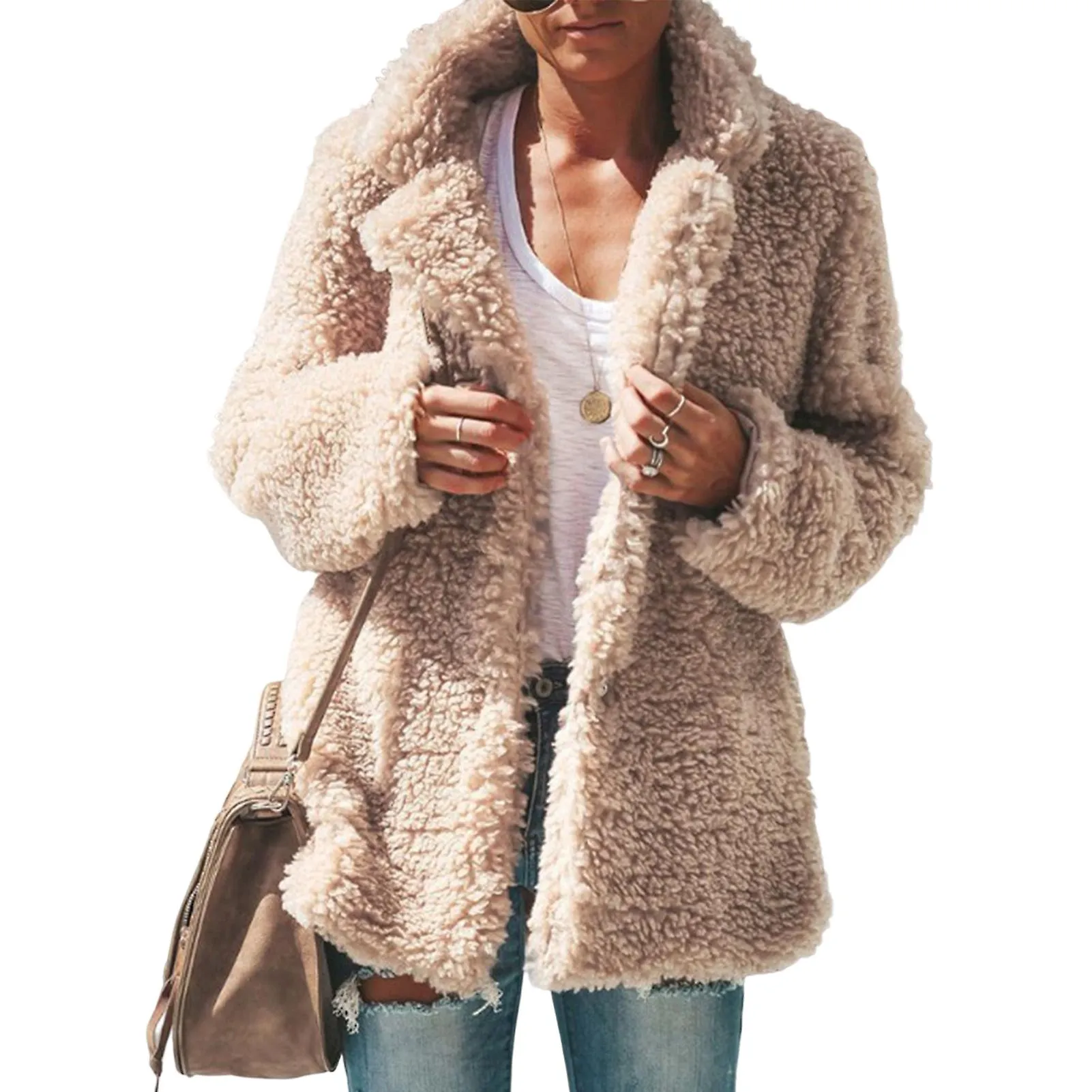 Women's Winter Plush Coat Oversized Thermal Outwear Plush Jacket Exquisite Gift For Ladies Birthday