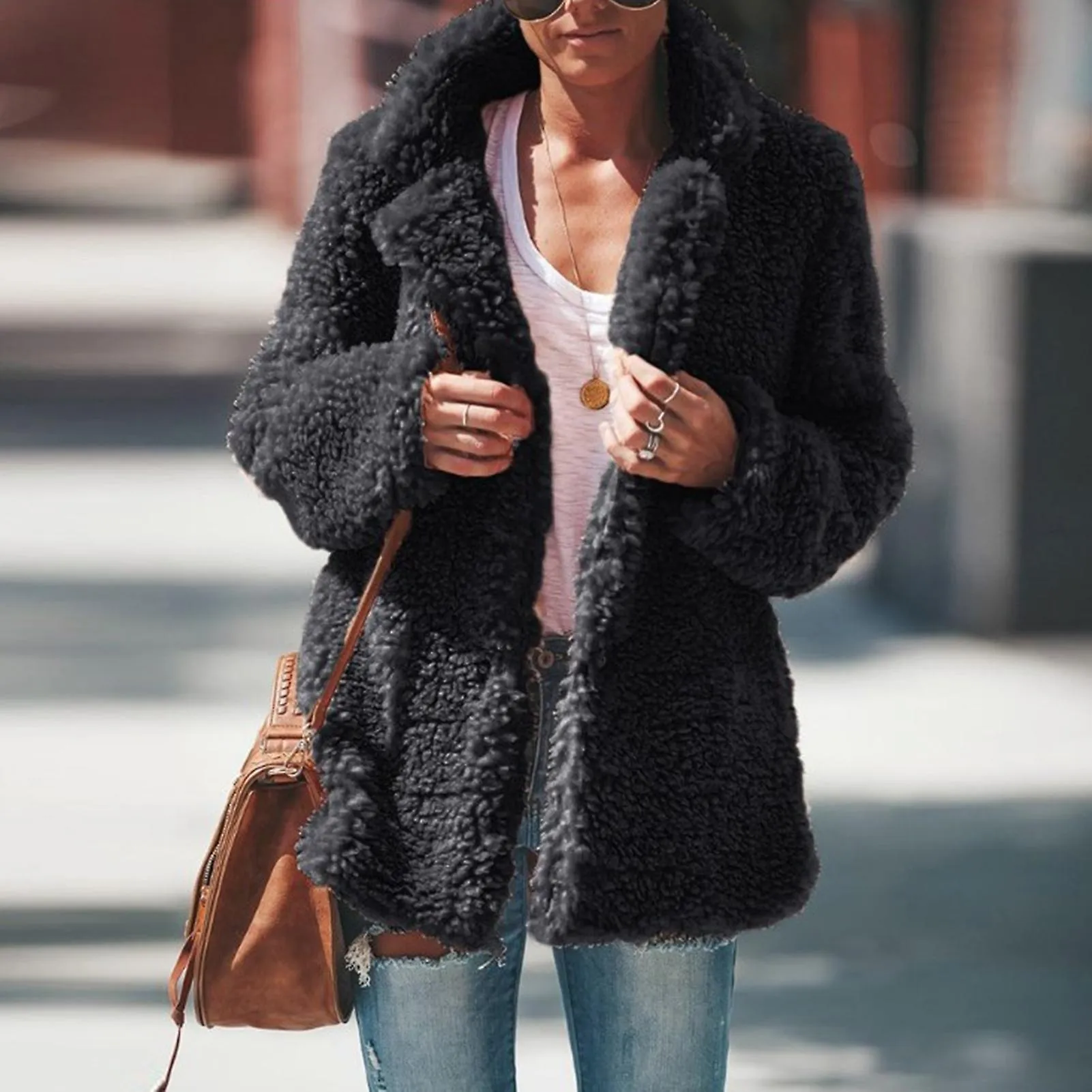 Women's Winter Plush Coat Oversized Thermal Outwear Plush Jacket Exquisite Gift For Ladies Birthday
