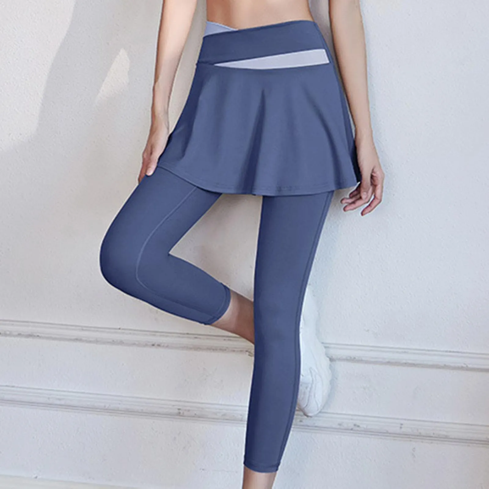 Women\'s Yoga Skirted Leggings Capris Skorts Tennis Golf Full Length Pants Workout Fitness Sportwear