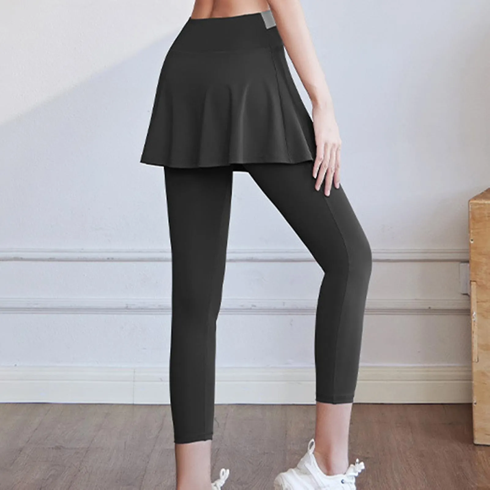 Women\'s Yoga Skirted Leggings Capris Skorts Tennis Golf Full Length Pants Workout Fitness Sportwear