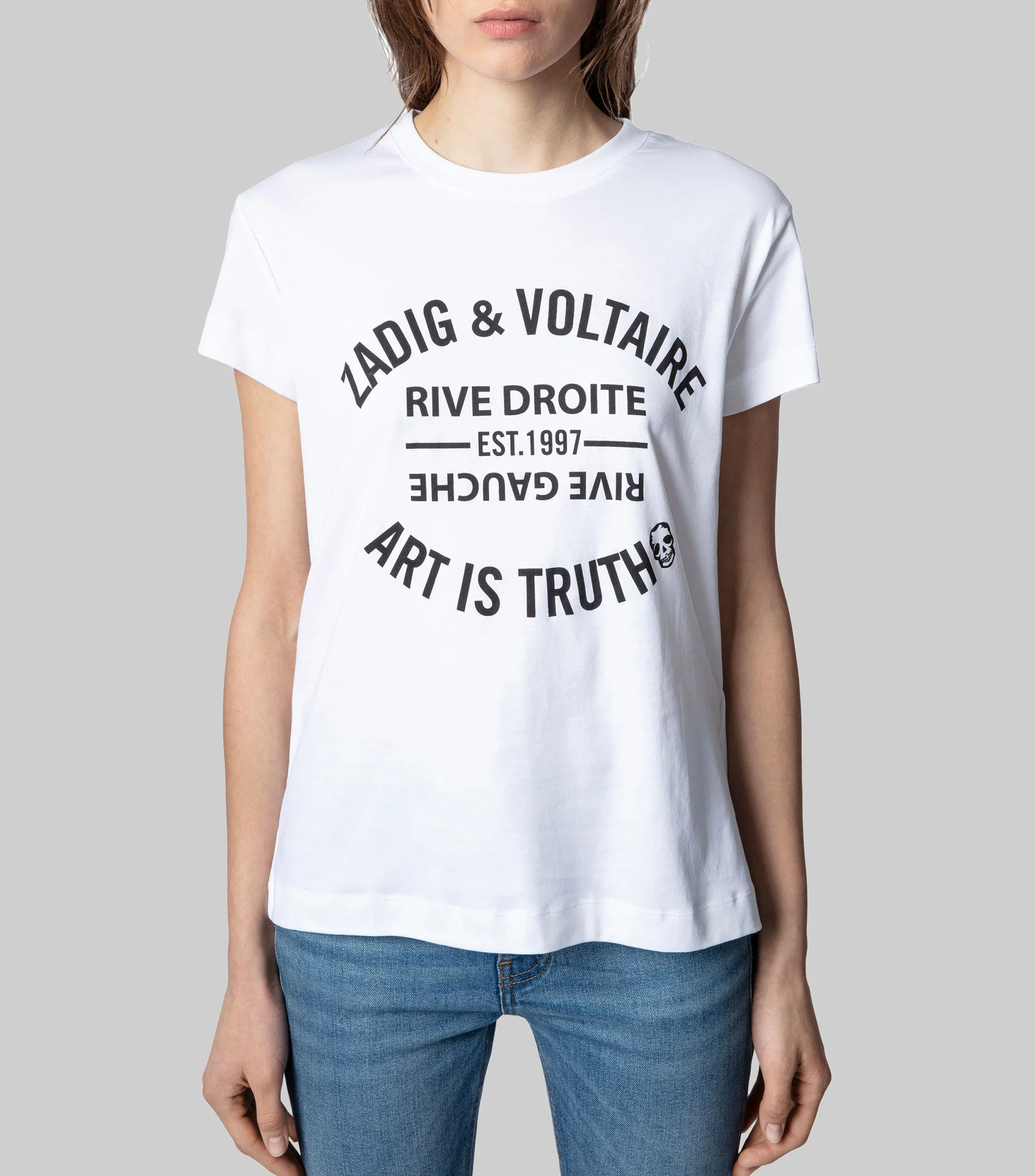 Zadig & Voltaire Playera cuello redondo manga corta con grafía Mujer