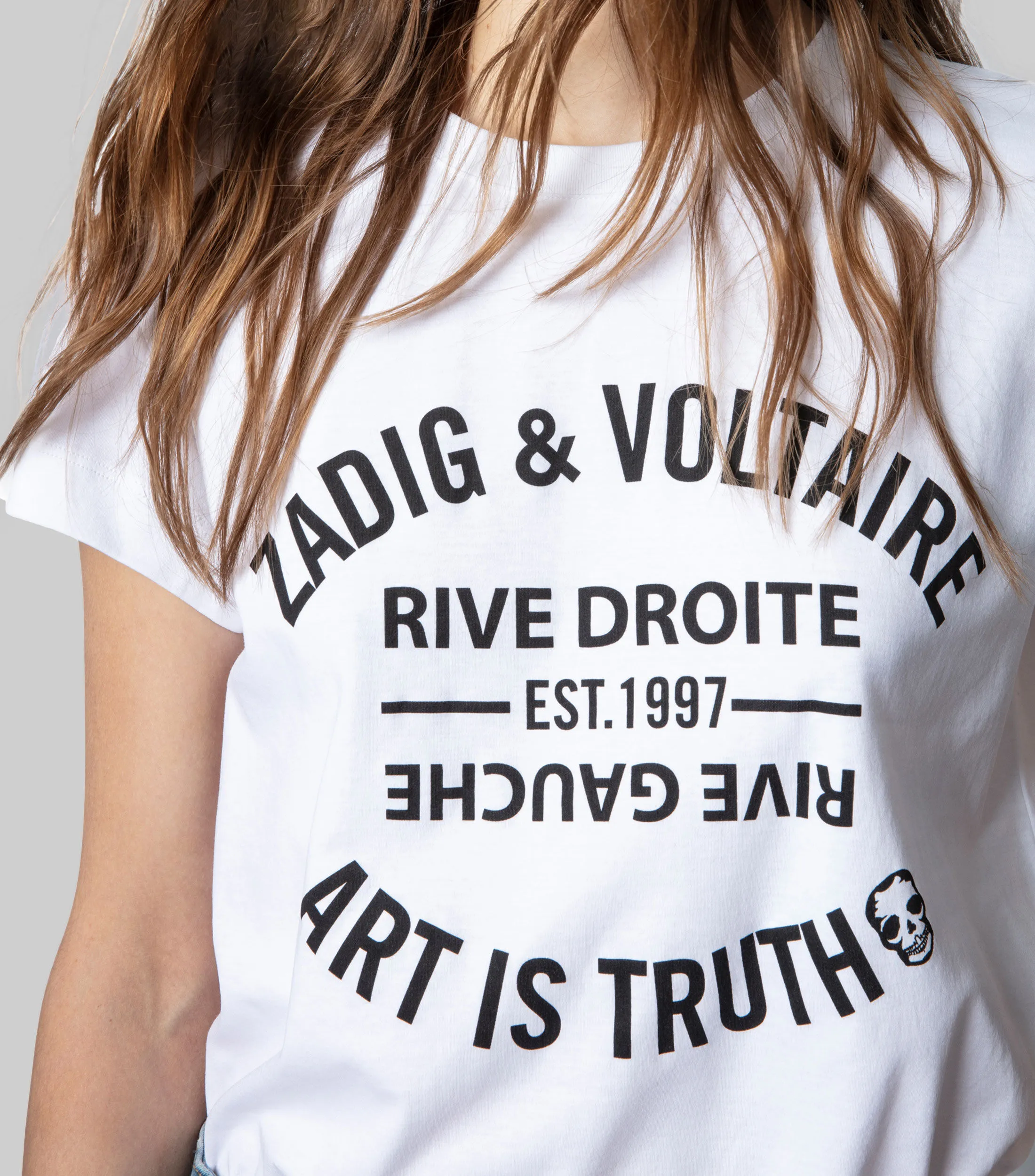 Zadig & Voltaire Playera cuello redondo manga corta con grafía Mujer