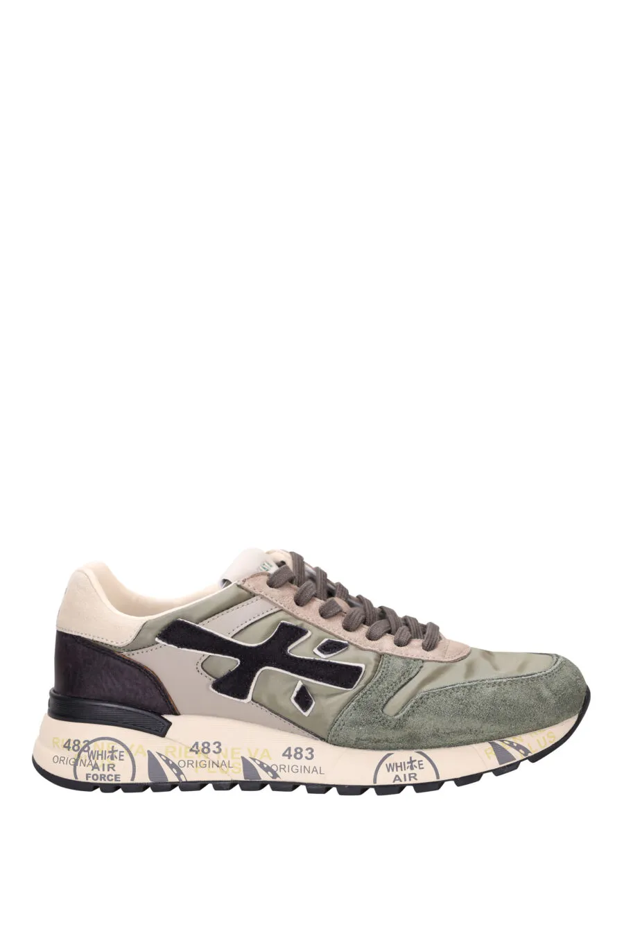 Zapatillas verde militar con logo en negro 