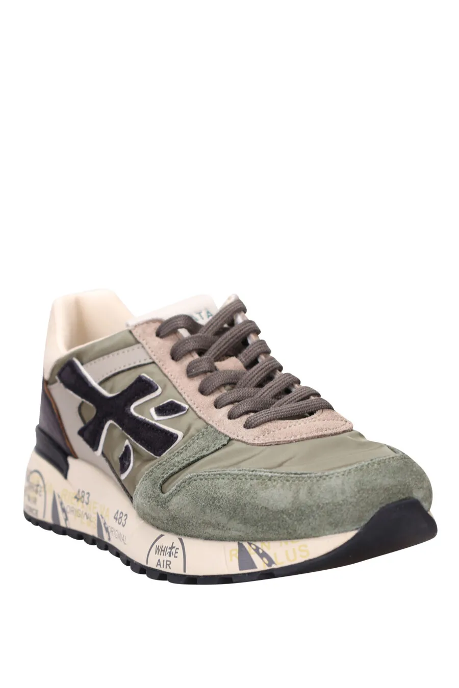 Zapatillas verde militar con logo en negro 