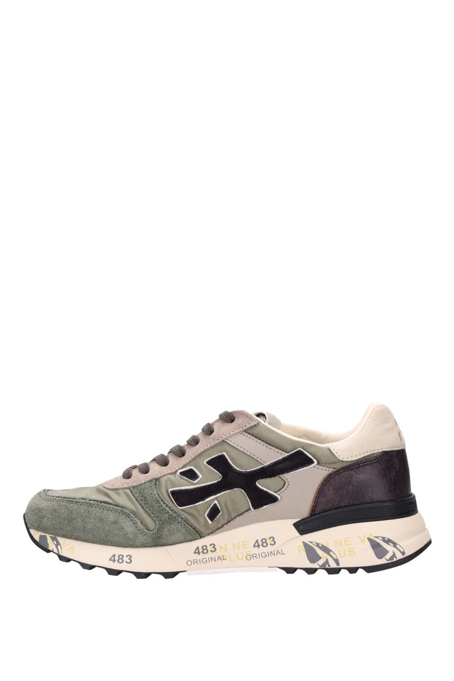 Zapatillas verde militar con logo en negro 