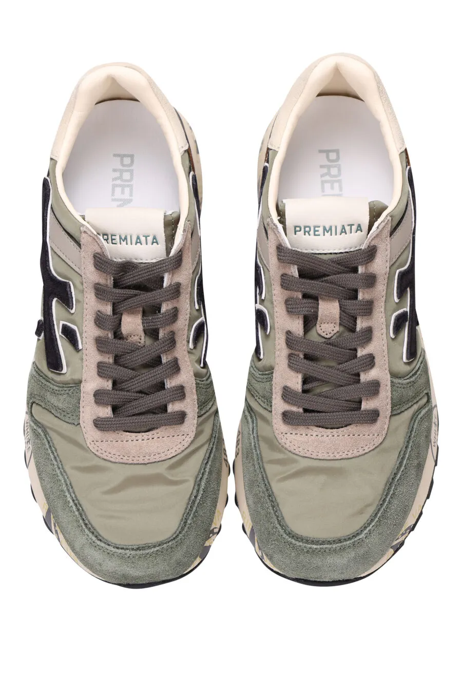 Zapatillas verde militar con logo en negro 