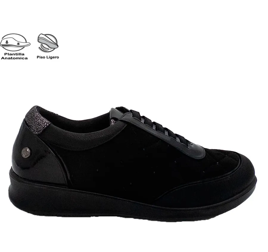 ZAPATO AMARPIES AST22307 COMBINADO GUATEADO NEGRO CÓMODO PARA MUJER PLANTILLA ACOLCHADA MEMORY SPONGE 28140