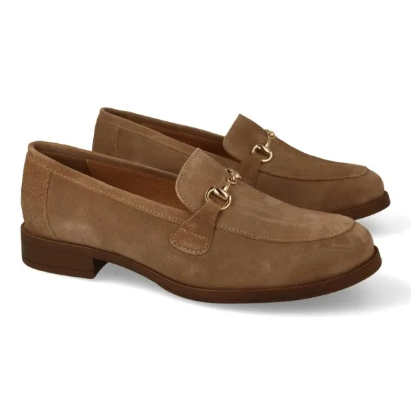 ZAPATOS MOCASINES MUJER PIEL SERRAJE MOD. BERTA TAUPE