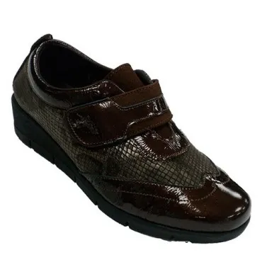 Zapatos mujer velcro piel y licra de serpiente 48 Hours en marrón