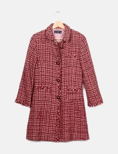 Zara Abrigo granate tweed
