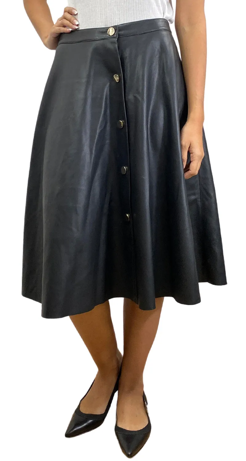 ZARA Falda Negra Ecocuero