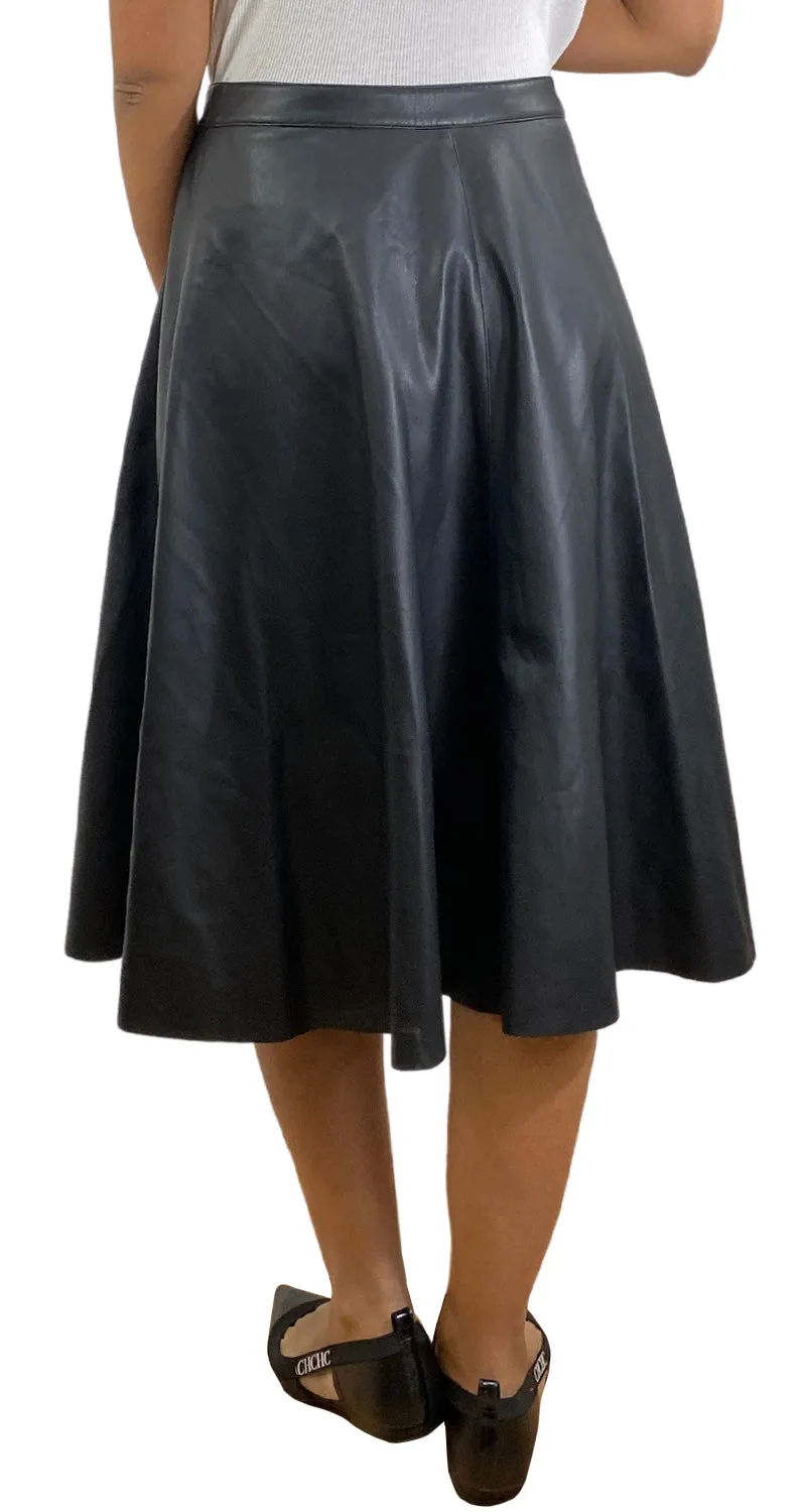 ZARA Falda Negra Ecocuero