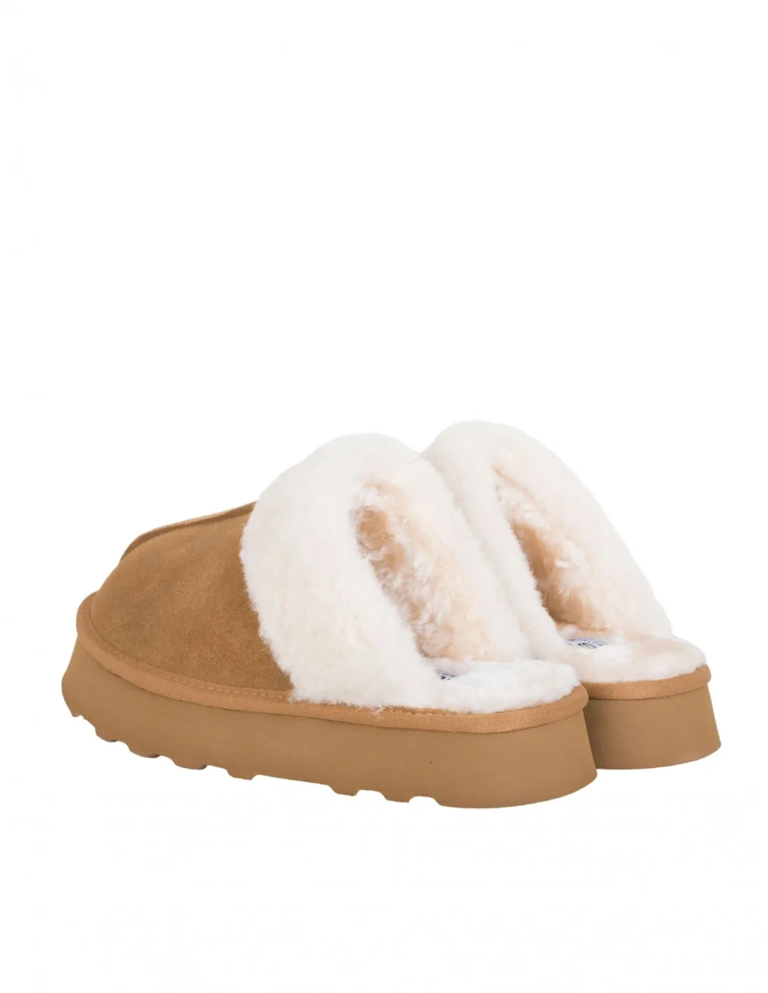 Zuecos Ribete Pelo Plataforma Cuero mujer
